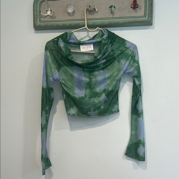 Brand new dolls kill new pink mesh Green Blue Women's off shoulder Top medium - Picture 1 of 6